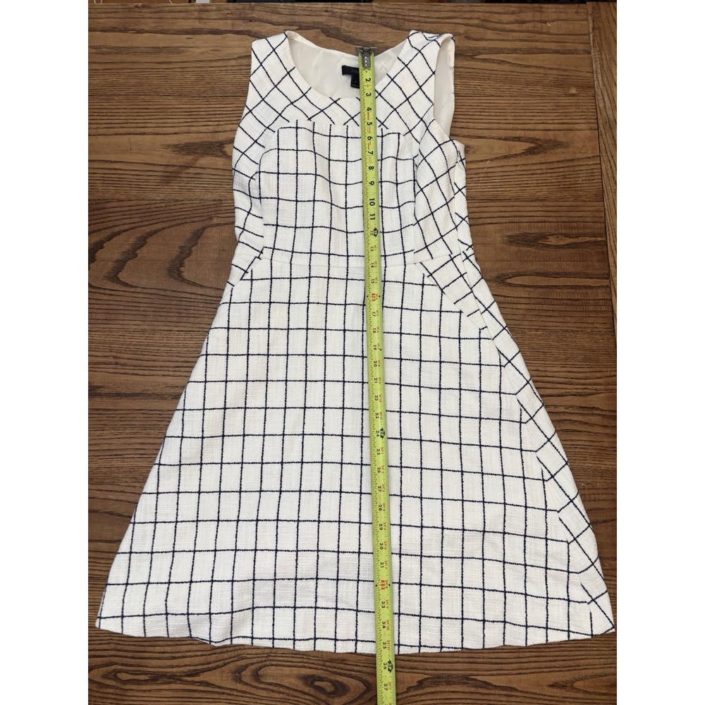 J.Crew Women's Size 4 Sleeveless A-Line Windowpane Tweed Casual Work Ivory Navy - Picture 4 of 6